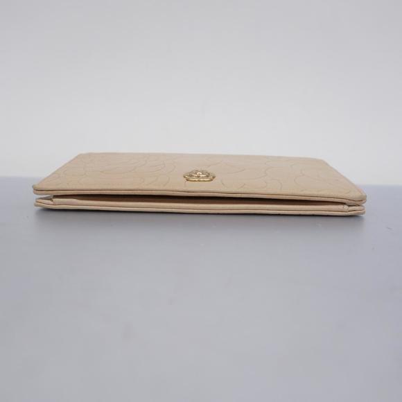 Chanel Beige Wallet Camellia Lambskin Long - Picture 1 of 11